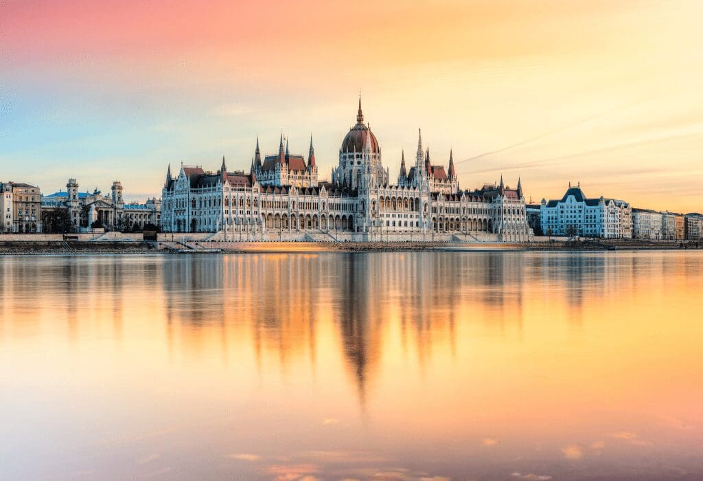 View of parliament across the river in Budapest